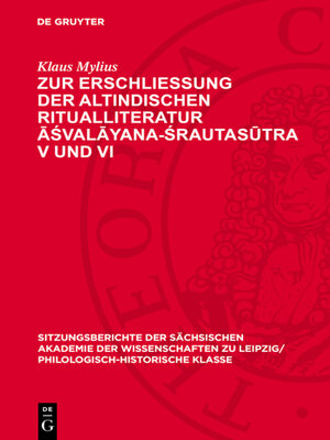 cover image of Zur Erschließung der altindischen Ritualliteratur Āśvalāyana-Śrautasūtra V und VI